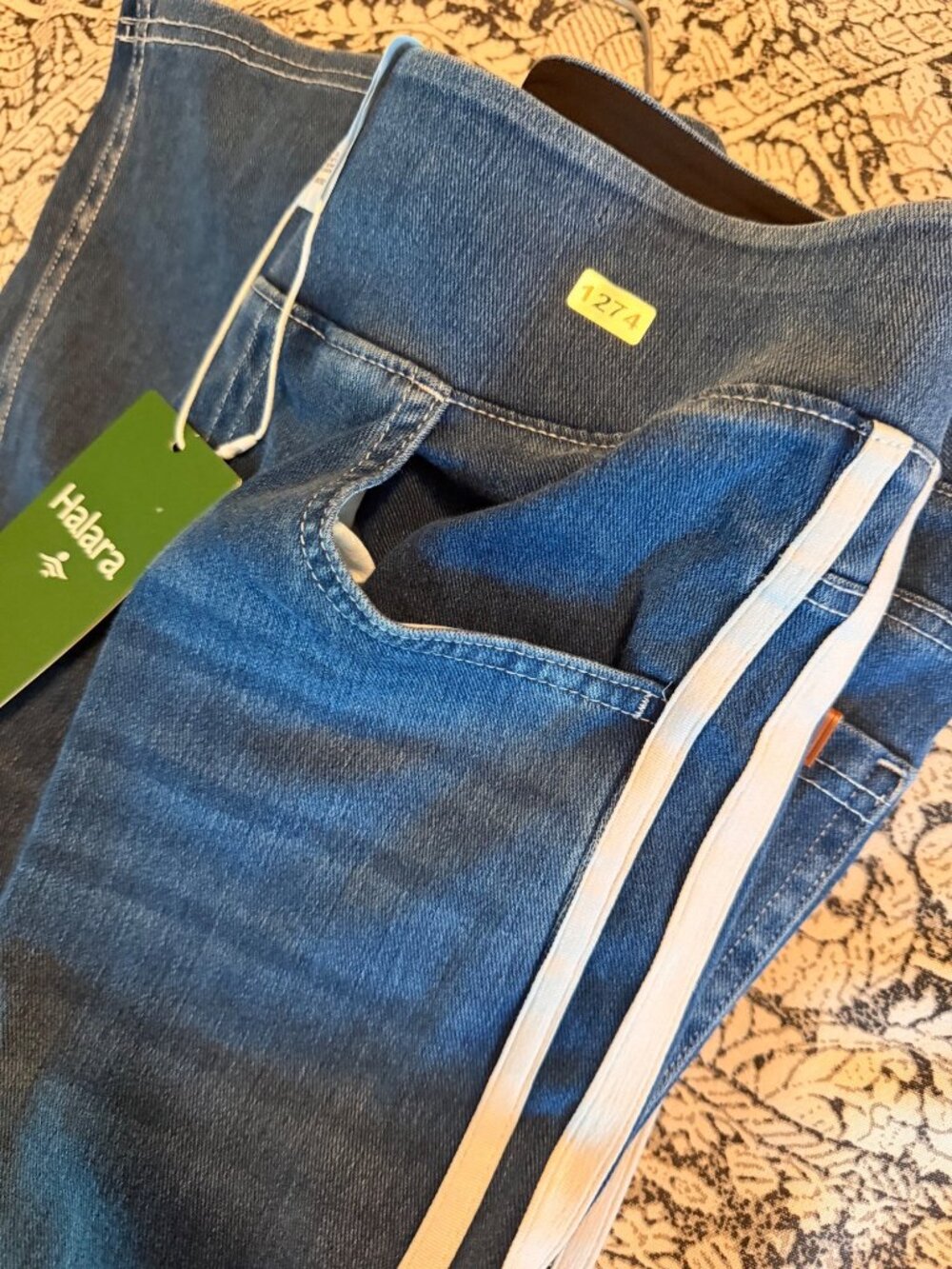 Halara M Wide-Leg Denim Pants With Side Stripes - Halara M Regular Stretchy & Tr - Picture 8 of 9